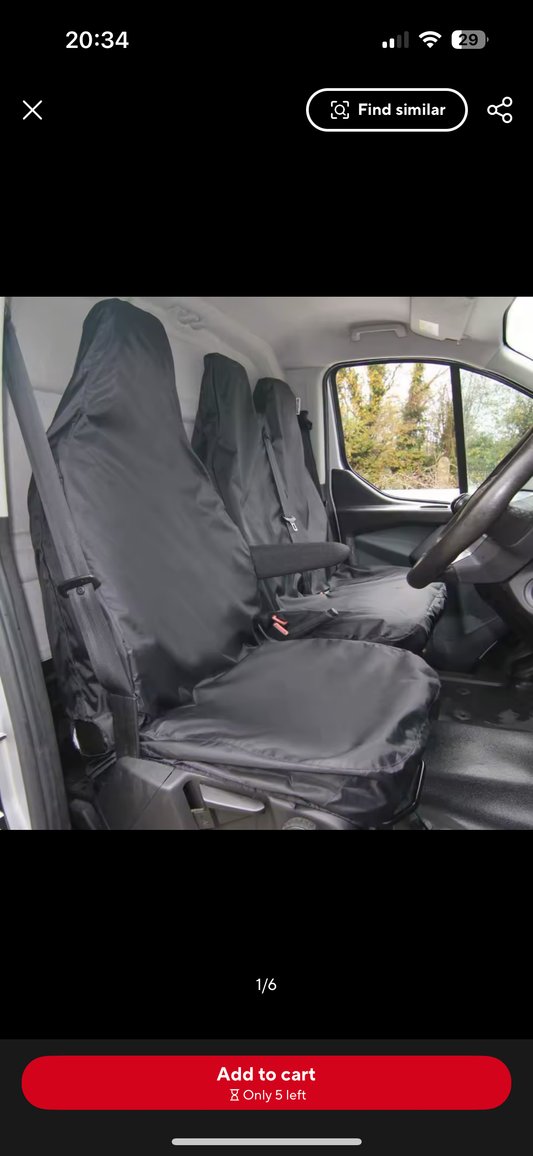 Van Waterproof Seat Cover Transit Custom Car Seat Covers 3 Seats van In Black