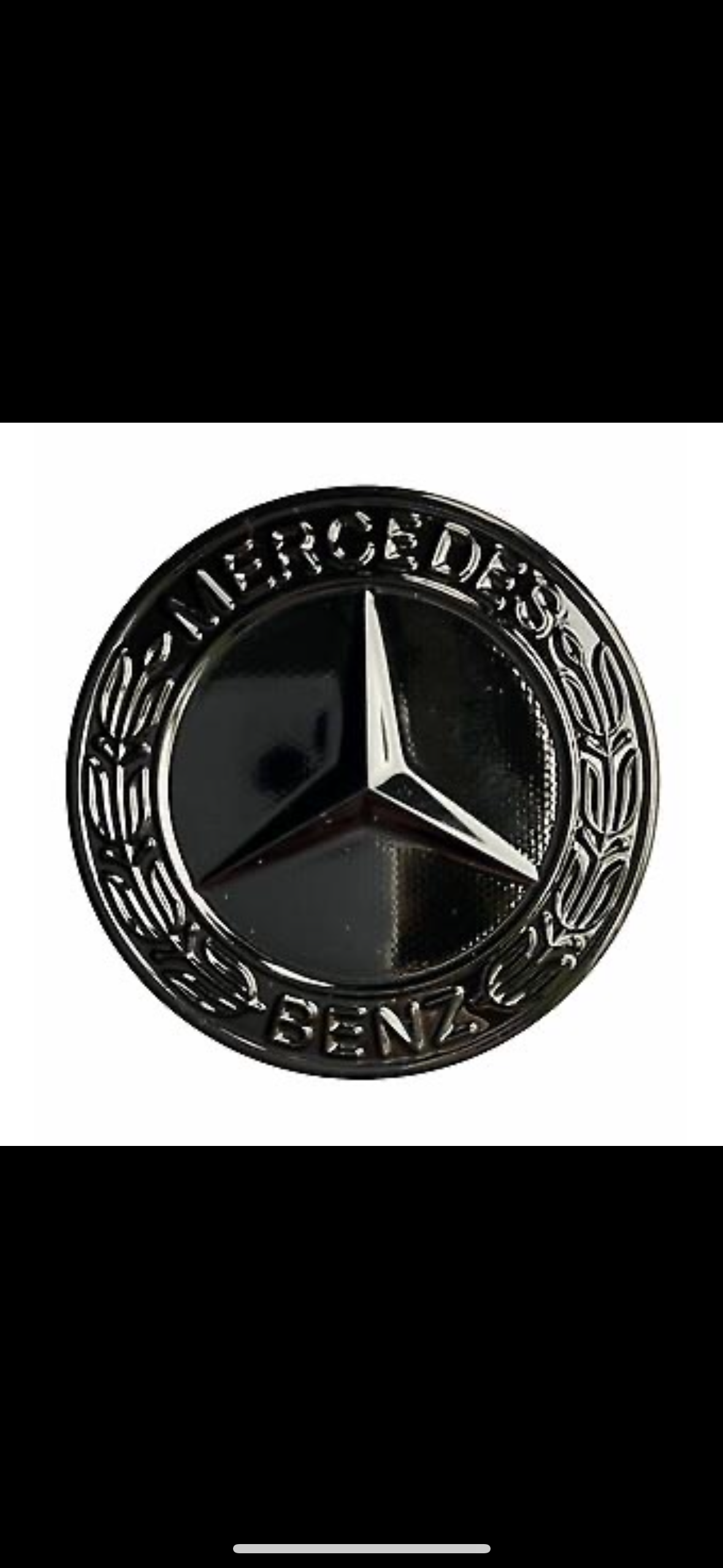 FITS Mercedes Bonnet Flat Star Badge Black Gloss Wreath Emblem 57mm