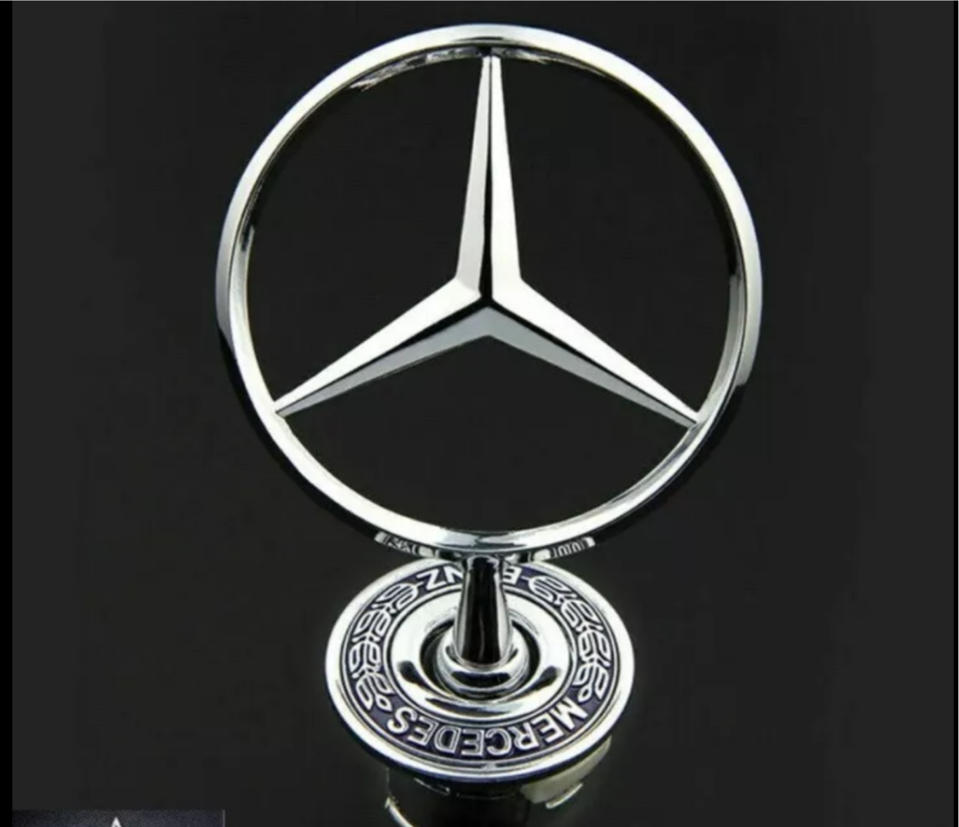 FITS Mercedes Bonnet Raised Star Emblem Badge Black Chrome C E S CLK Class 44mm