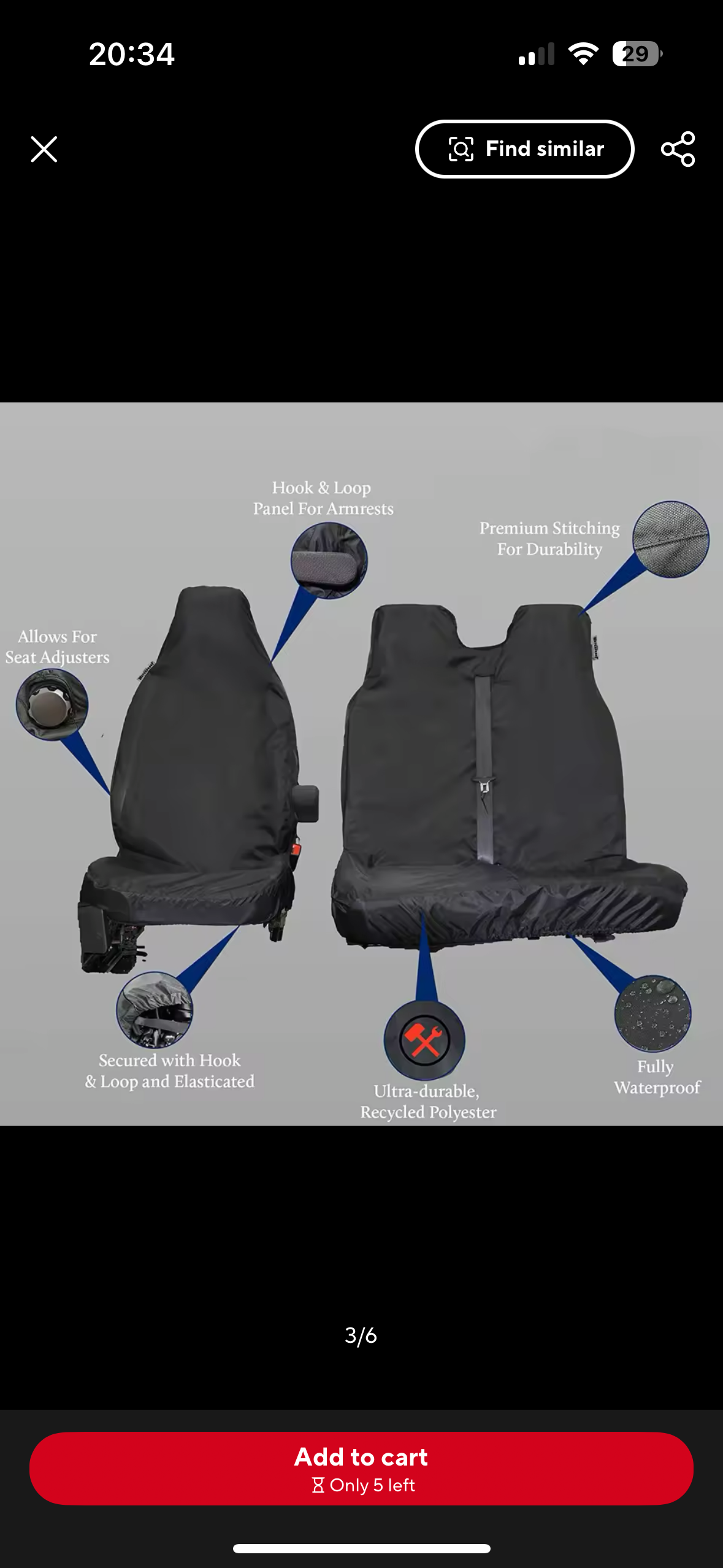 Van Waterproof Seat Cover Transit Custom Car Seat Covers 3 Seats van In Black